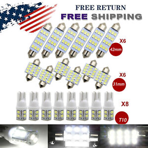 20x Combo LED Car Interior Inside Light Dome Map Door License Plate Lights White (For: More than one vehicle)