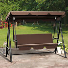 3-Seat Porch Swing Outdoor Heavy Duty Patio Chair with Stand Adjustable Canopy