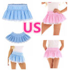 US Men Plaid A-line Skirts Sissy Pleated Short Crossdressing Mini Skirt Clubwear