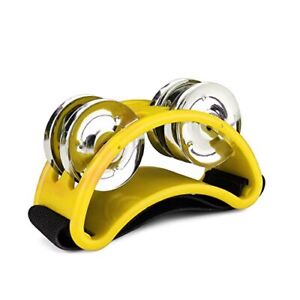 Foot Tambourine Percussion with Double Row Steel Jingles - Foot Shaker Musica...