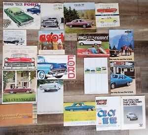 (18) HUGE LOT OF Sales Brochures 1952 Ford 1954 Mecury 1955 Ford 1965 Chevelle