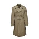 Original Italian Military trench coat khaki formal coat lined belted vintage NEW