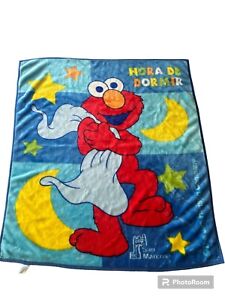 Sesame Street Plaza Sesamo Baby Blanket Vintage Plush Fleece Elmo Hora De Dormir