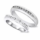 3/4ct Natural Round Diamond His and Hers Wedding Band Rings Set 14K White Gold