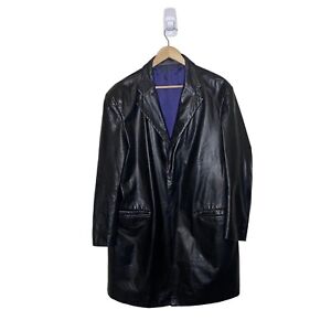 Faux Leather Vintage 90’s Retro Trench Blazer Jacket Coat L