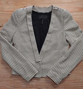 BCBG Maxazria Women Black & White Striped Blazer Jacket Size Small