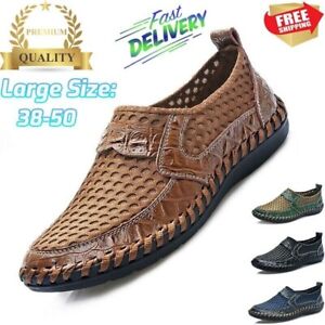 Men's Leather Loafers Casual Shoes Breathable Slip on Moccasins Driving Shoes US