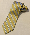 BROOKS BROTHERS 346 Men's 100% Silk Necktie USA Designer STRIPED Gold/Blue NWT