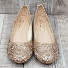 Women's Rose Gold Flats Size 6.5 Elegant Collections Rhinestone Slip On Shoes