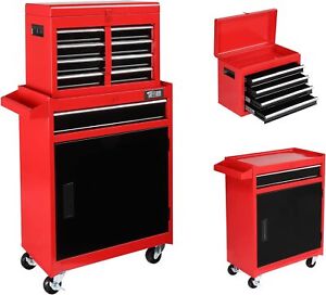 5-Drawer Rolling Tool Chest Storage Cabinet w/Drawers, Wheels, Detachable Top