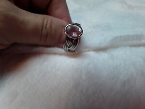 Retired Pandora Tied Together Quart Ring Pink/Lavender Sterling Silver
