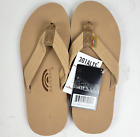 NWT Rainbow Sandals Single Layer Flip Flops Mens L 9.5-10.5 Sierra Brown Leather