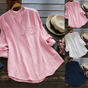Womens Summer Baggy Tunic Tops Ladies Long Sleeve T-Shirt Loose Blouse Plus Size