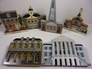 SHELIA'S COLLECTIBLES CHARLESTON SC & VINTAGE HOUSES LOT OF 6 DOCK ST, COLLEGE