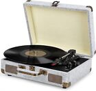 Vinyl Record Player, Bluetooth Turntable with Speakers, 3-Speed