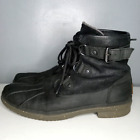 UGG Cecile Snow Boots Womens Size 10 Black Waterproof Leather Lace Up Wool Lined