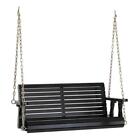 4FT Heavy Duty 880 LBS Outdoor Swing Chair Bench Wooden Porch Swing with Chains