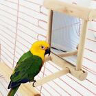 Bird Wood Perch Stand with Mirror Swing Parrot Pet Budgie Cage Hanging Toy