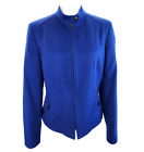 Akris Punto Wool Angora Blue Zipper Biker Jacket Size 10