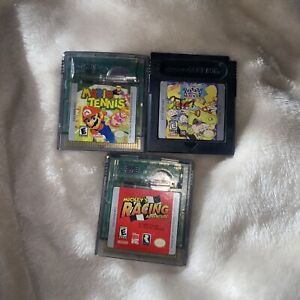 3 GameBoy Color Games Mario Tennis Mickeys Racing Rugrats Nintendo