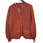 Vintage 1960s Diplomat Rust Orange Mohair Virgin Wool Blend Cardigan Sweater L