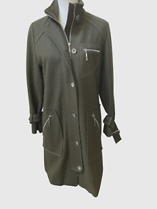West End San Francisco Women's Sz S Military Green 65% Wool Pea Coat Mid Length