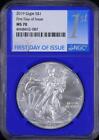 2019 American Silver Eagle S$1 First Day Of Issue NGC MS70 | .999 Silver 1oz ASE