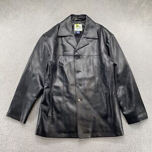 Whispering Smith London Mens Black Faux Leather Button Up Jacket in Size XL