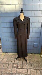 Bebe Long Black Coat Double Breasted 8 Medium Excellent Sexy Stretch