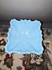 Portieux Vallerysthal PV France Aqua Blue Opaline Milk Glass 6.5 Compote