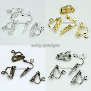 100Pcs Clip On Earring Earwire Jewelry Findings Silver/Gold/Bronze Plated SF35