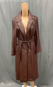 Leathers By New England Sportswear Women Plum Vintage Long Belted Trench Coat