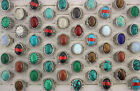Wholesale Bulk Lots 40pcs Unisex Jewelry Mixed Color Oval Natural Stone Rings
