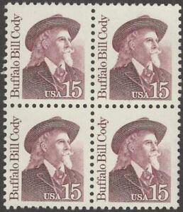 1988 Buffalo Bill Cody Block of 4 15c Postage Stamps - MNH - Sc# 2177 or a or b