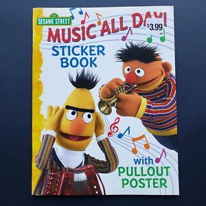 Vintage 2004 Sesame Street Music All Day Sticker Book w/ Poster & Coloring Pages
