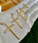 14K SOLID YELLOW GOLD Cross Crucifix Polished Pendant Charm Necklace