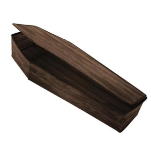 Brown Realistic Wooden Coffin with Lid Halloween 60in Decorations