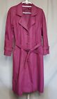 London Fog Womens Trench Coat Mauve Lined with Wool + Scarf Sz 10P Vintage