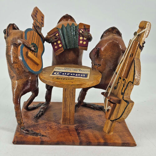 Mexican Folk Art Taxidermy Frogs Playing instruments band Corona Beer