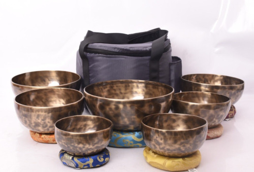 7 Chakras Healing Bowl Set of 7-Tibetan Singing Bowl Set-Singing Bowl Carry Bag