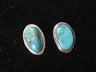 925 Navajo Native American vintage sterling silver turquoise clip earrings 9.7 g