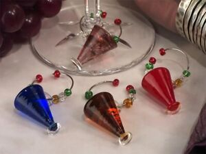 4 pc Glass Martini Wine Glass Charms Wedding Bridal Shower Party Favors