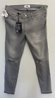 NWT PAIGE Sz 30 VERDUGO ANKLE SKINNY STRETCH JEANS STERLING GREY DESTRUCTED $209