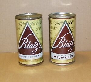 Two Different BLATZ BEER Flat Top Cans Union Made Milwaukee Empty