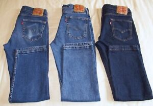 Lot of 3 Levi's 514 Straight Fit Blue Jeans Men's Size 34x30