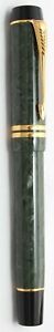 Parker Duofold Jade  & Gold Trim Rollerball Pen New In Box