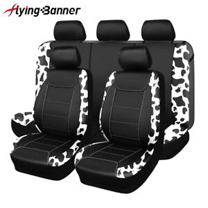Universal Car Seat Covers for Track Auto SUV Cow Black Fit Cup Holders