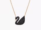 Swarovski crystal Black Swan necklace rose gold chain