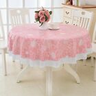 Flower Lace Round Tablecloth PVC Table Cover Waterproof for Dining Home Decor