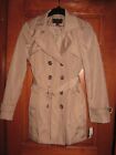 NEW Size Medium Metaphor Tan Beige Lined Double Breasted Coat Jacket Trench